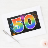 Sticker Rectangulaire Feu d'artifice amusant + motif arc-en-ciel Numéro  (Enveloppe)