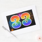 Sticker Rectangulaire Feu d'artifice amusant + motif arc-en-ciel Numéro (Enveloppe)