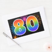 Sticker Rectangulaire Feu d'artifice amusant + motif arc-en-ciel Numéro (Enveloppe)