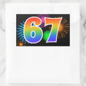 Sticker Rectangulaire Feu d'artifice amusant + motif arc-en-ciel Numéro  (Sac)