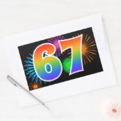 Sticker Rectangulaire Feu d'artifice amusant + motif arc-en-ciel Numéro  (Enveloppe)