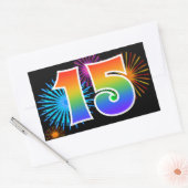 Sticker Rectangulaire Feu d'artifice amusant + motif arc-en-ciel Numéro  (Enveloppe)