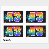Sticker Rectangulaire Feu d'artifice amusant + motif arc-en-ciel Numéro (Feuille)