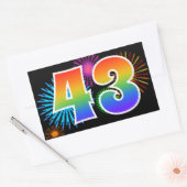 Sticker Rectangulaire Feu d'artifice amusant + motif arc-en-ciel Numéro (Enveloppe)