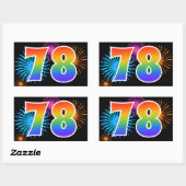 Sticker Rectangulaire Feu d'artifice amusant + motif arc-en-ciel Numéro  (Feuille)