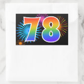 Sticker Rectangulaire Feu d'artifice amusant + motif arc-en-ciel Numéro  (Sac)