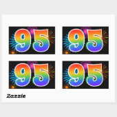 Sticker Rectangulaire Feu d'artifice amusant + motif arc-en-ciel Numéro  (Feuille)