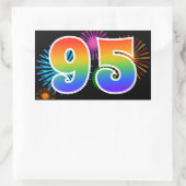 Sticker Rectangulaire Feu d'artifice amusant + motif arc-en-ciel Numéro  (Sac)