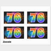 Sticker Rectangulaire Feu d'artifice amusant + motif arc-en-ciel Numéro  (Feuille)