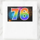 Sticker Rectangulaire Feu d'artifice amusant + motif arc-en-ciel Numéro  (Sac)