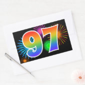 Sticker Rectangulaire Feu d'artifice amusant + motif arc-en-ciel Numéro  (Enveloppe)
