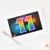 Sticker Rectangulaire Feu d'artifice amusant + motif arc-en-ciel Numéro  (Enveloppe)