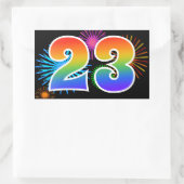 Sticker Rectangulaire Feu d'artifice amusant + motif arc-en-ciel Numéro  (Sac)