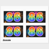 Sticker Rectangulaire Feu d'artifice amusant + motif arc-en-ciel Numéro  (Feuille)