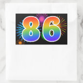 Sticker Rectangulaire Feu d'artifice amusant + motif arc-en-ciel Numéro  (Sac)