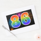 Sticker Rectangulaire Feu d'artifice amusant + motif arc-en-ciel Numéro  (Enveloppe)