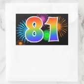 Sticker Rectangulaire Feu d'artifice amusant + motif arc-en-ciel Numéro  (Sac)