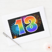 Sticker Rectangulaire Feu d'artifice amusant + motif arc-en-ciel Numéro (Enveloppe)