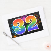 Sticker Rectangulaire Feu d'artifice amusant + motif arc-en-ciel Numéro  (Enveloppe)
