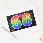 Sticker Rectangulaire Feu d'artifice amusant + motif arc-en-ciel Numéro  (Enveloppe)