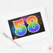 Sticker Rectangulaire Feu d'artifice amusant + motif arc-en-ciel Numéro  (Enveloppe)