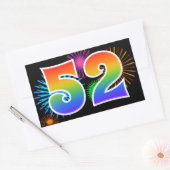 Sticker Rectangulaire Feu d'artifice amusant + motif arc-en-ciel Numéro  (Enveloppe)