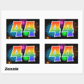 Sticker Rectangulaire Feu d'artifice amusant + motif arc-en-ciel Numéro  (Feuille)