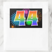 Sticker Rectangulaire Feu d'artifice amusant + motif arc-en-ciel Numéro  (Sac)
