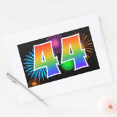 Sticker Rectangulaire Feu d'artifice amusant + motif arc-en-ciel Numéro  (Enveloppe)