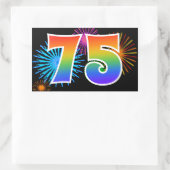 Sticker Rectangulaire Feu d'artifice amusant + motif arc-en-ciel Numéro  (Sac)