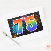 Sticker Rectangulaire Feu d'artifice amusant + motif arc-en-ciel Numéro  (Enveloppe)