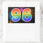 Sticker Rectangulaire Feu d'artifice amusant + motif arc-en-ciel Numéro  (Sac)