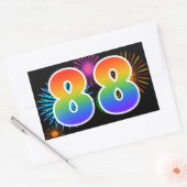 Sticker Rectangulaire Feu d'artifice amusant + motif arc-en-ciel Numéro  (Enveloppe)