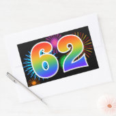 Sticker Rectangulaire Feu d'artifice amusant + motif arc-en-ciel Numéro (Enveloppe)
