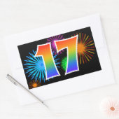 Sticker Rectangulaire Feu d'artifice amusant + motif arc-en-ciel Numéro  (Enveloppe)