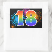 Sticker Rectangulaire Feu d'artifice amusant + motif arc-en-ciel Numéro (Sac)