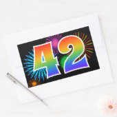 Sticker Rectangulaire Feu d'artifice amusant + motif arc-en-ciel Numéro  (Enveloppe)