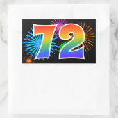 Sticker Rectangulaire Feu d'artifice amusant + motif arc-en-ciel Numéro (Sac)