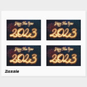 Sticker Rectangulaire Feu d'artifice du Joyeux Nouvel An 2023 (Feuille)