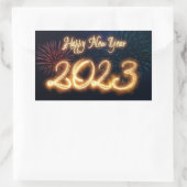 Sticker Rectangulaire Feu d'artifice du Joyeux Nouvel An 2023 (Sac)