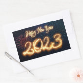 Sticker Rectangulaire Feu d'artifice du Joyeux Nouvel An 2023 (Enveloppe)
