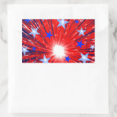 Sticker Rectangulaire Feu d'artifice Rouge Blanc Bleu rectangle autocoll (Sac)