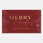 Sticker Rectangulaire Feuillage d'hiver Joyeux Noël Faux Feuille (Devant)