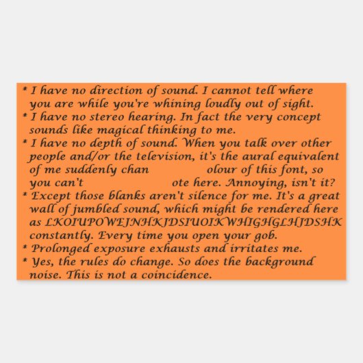 Sticker Rectangulaire Feuille de lit de surdité à un côté (Devant)