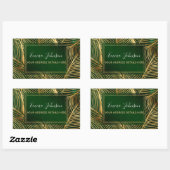 Sticker Rectangulaire Feuille d'or Forêt verte Élégant Motif (Feuille)