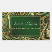 Sticker Rectangulaire Feuille d'or Forêt verte Élégant Motif (Devant)