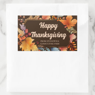 Sticker Rectangulaire Feuilles Brown Vintages bons thanksgivings