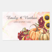 Sticker Rectangulaire Feuilles d'automne Citrouille tournesol Mariage de (Devant)