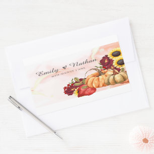 Sticker Rectangulaire Feuilles d'automne Citrouille tournesol Mariage de