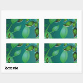 Sticker Rectangulaire Feuilles de jardin frais (Feuille)